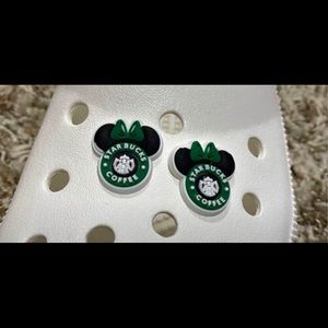 Set of 2 Disney Minnie Mouse Starbucks Croc Charms. NEW